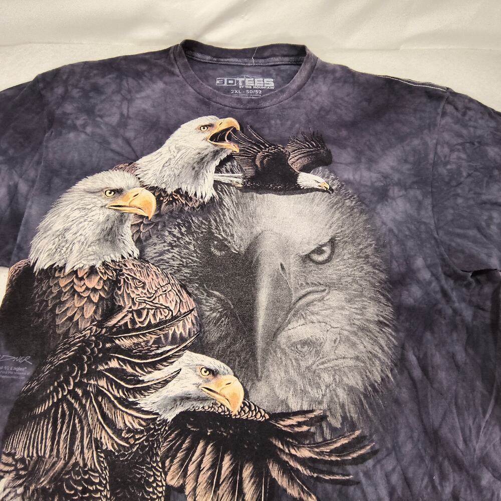 3D Tees Eagle Short Sleeve Casual Graphic T Shirt Adult Mens Size 2XL Purple